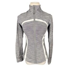 Lululemon Grey White Striped Define Jacket Full Zip Yoga Layer Size 6